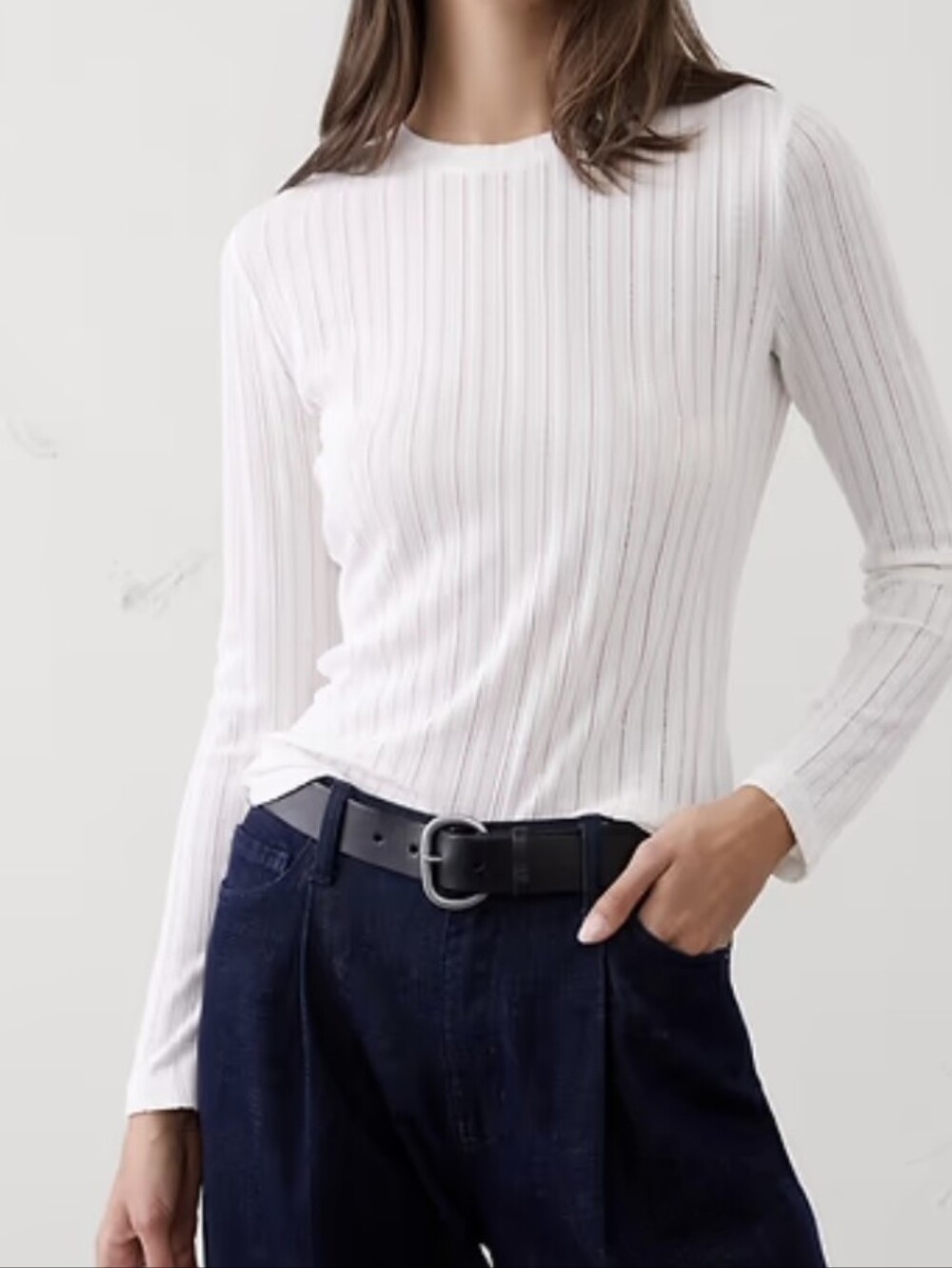 NWT - Banana Republic Modal Blend Long Sleeve Sheer Ribbed Jersey - Size S